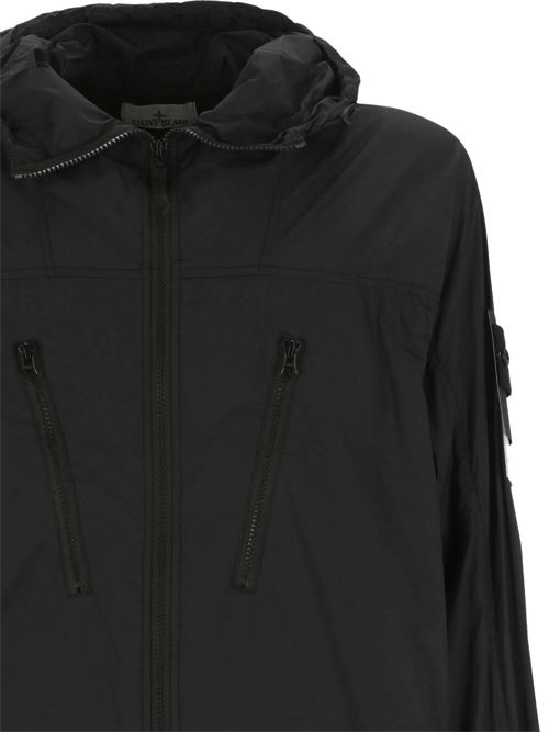 lightweight black lightweight drawstring hood long sleeves Stone Island | 801540425V0029